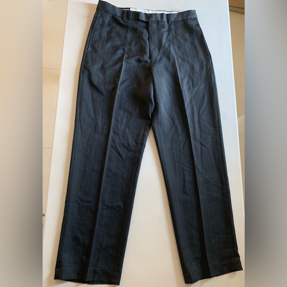 MICHAEL BRANDON Dark Gray Trouser Pin Stripe Pants 36x32